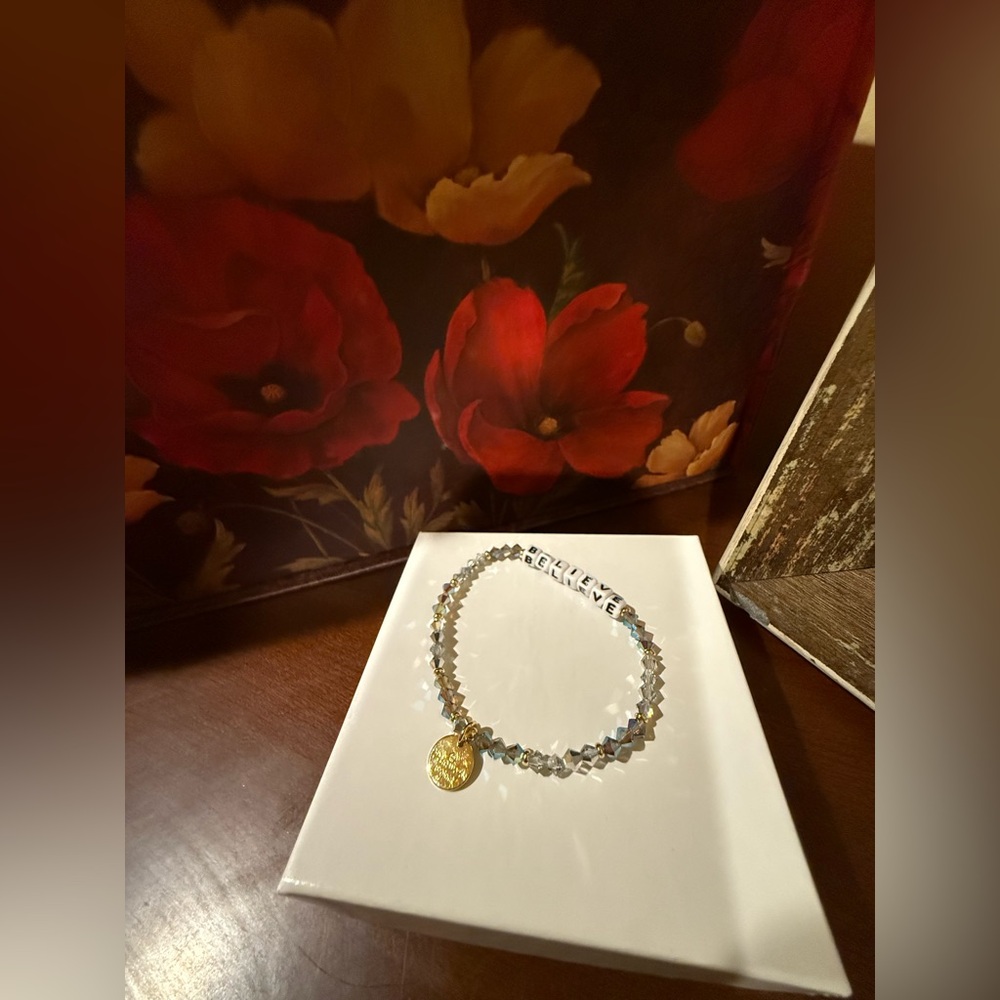 Believe Beaded Bracelet with Gold Accents